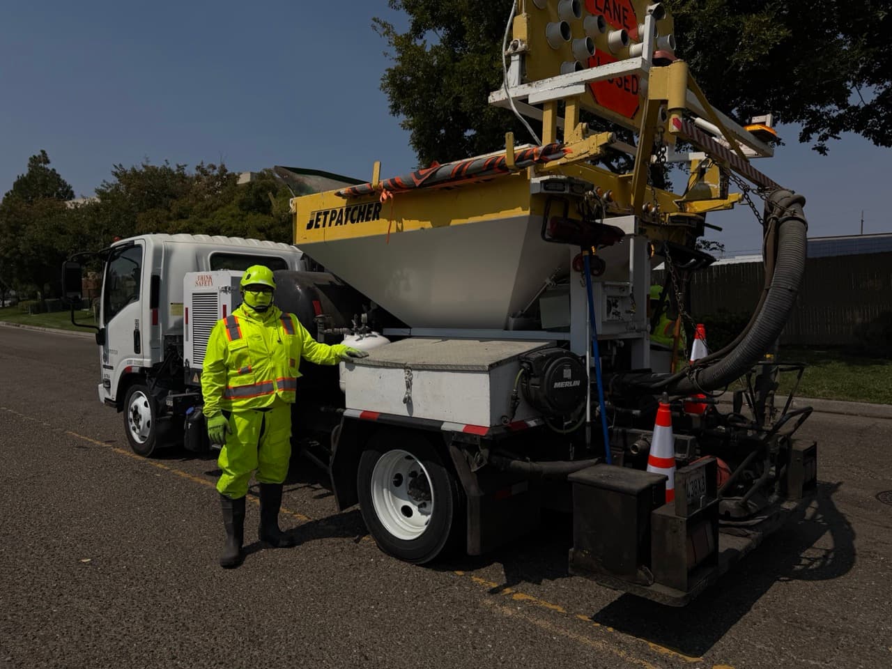 Work zone with traffic control signage